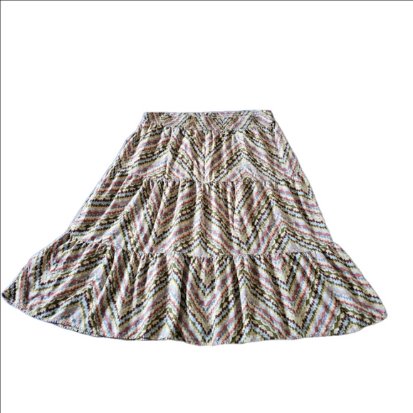 Sonoma Multicolor Chevron Pattern Midi Skirt Tiered  Womens XL - Picture 12 of 12